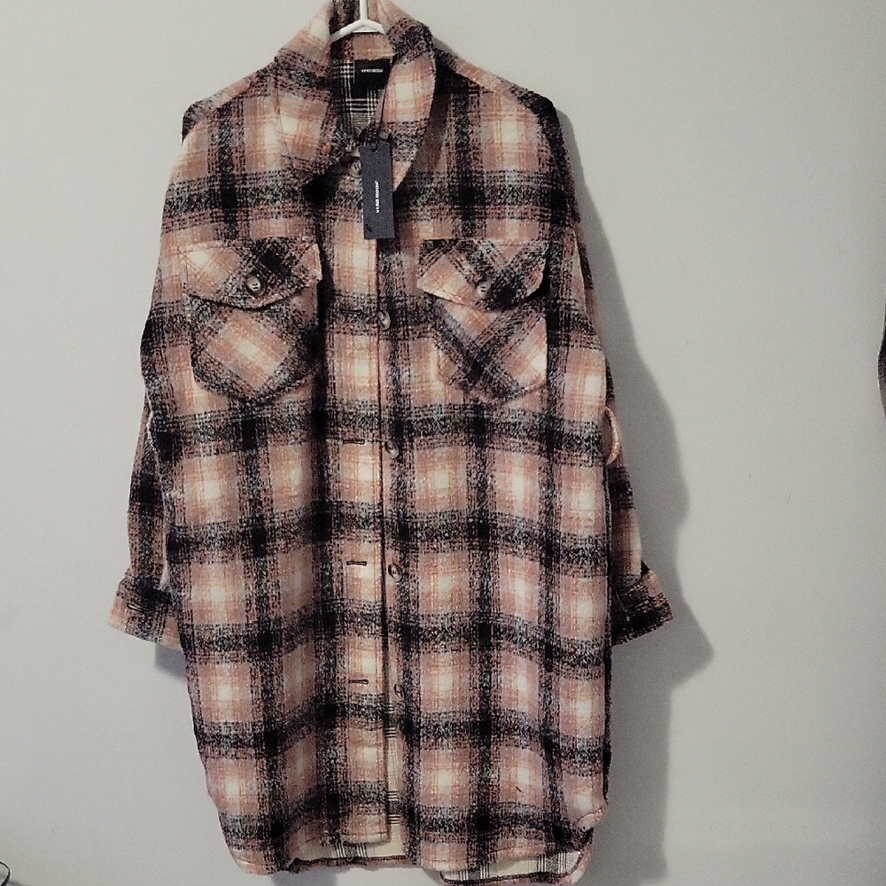 Plaid Button-Up Shirt Jacket - Picture 1 of 6
